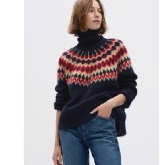 NWT Gap Split-Hem Fair Isle Wool Blend Sweater Size XL - Picture 2 of 8